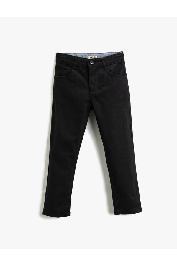Koton Koton Chino Pants with Pockets, Slim Fit, Cotton and Adjustable Elastic Waist.