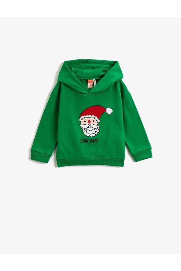Koton Koton Christmas Themed Santa Claus Printed Hooded Sweatshirt
