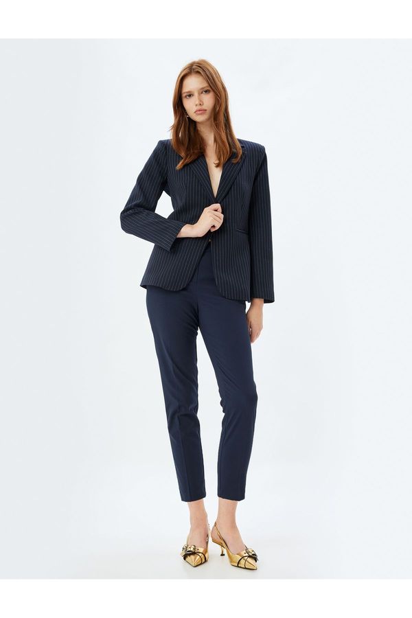 Koton Koton Cigarette Fabric Trousers Short Leg Pocket Standard Waist