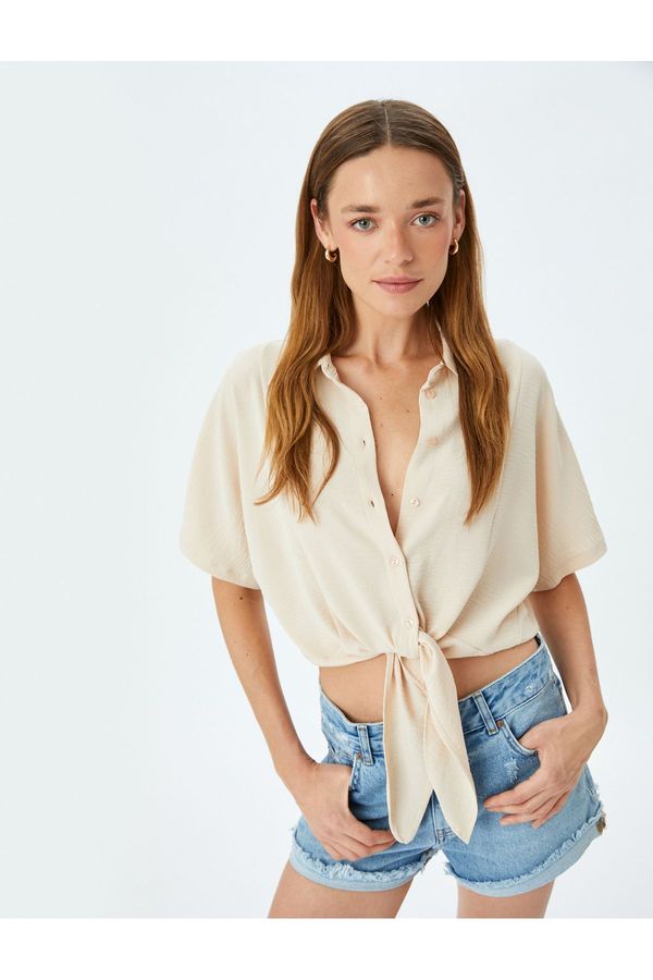 Koton Koton Classic Collar Front Tie Detailed Short-sleeved shirt