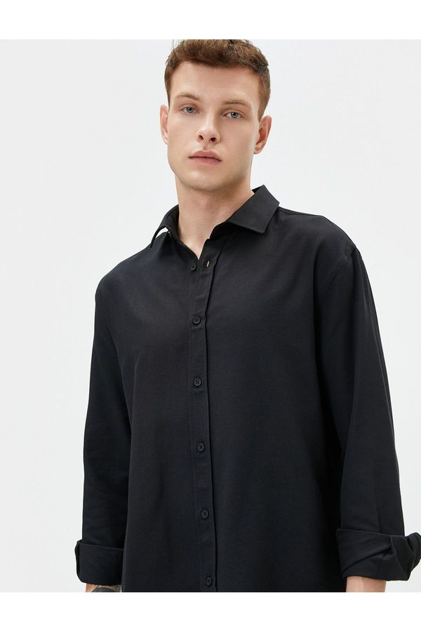 Koton Koton Classic Shirt Basic Buttoned Long Sleeve