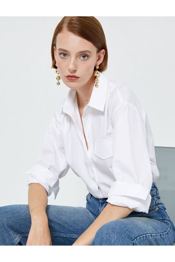 Koton Koton Classic Shirt Long Sleeve Buttoned Standard Cut With Pocket