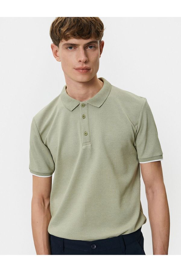 Koton Koton Collar T-Shirt Buttoned Textured Short Sleeve We Pipe