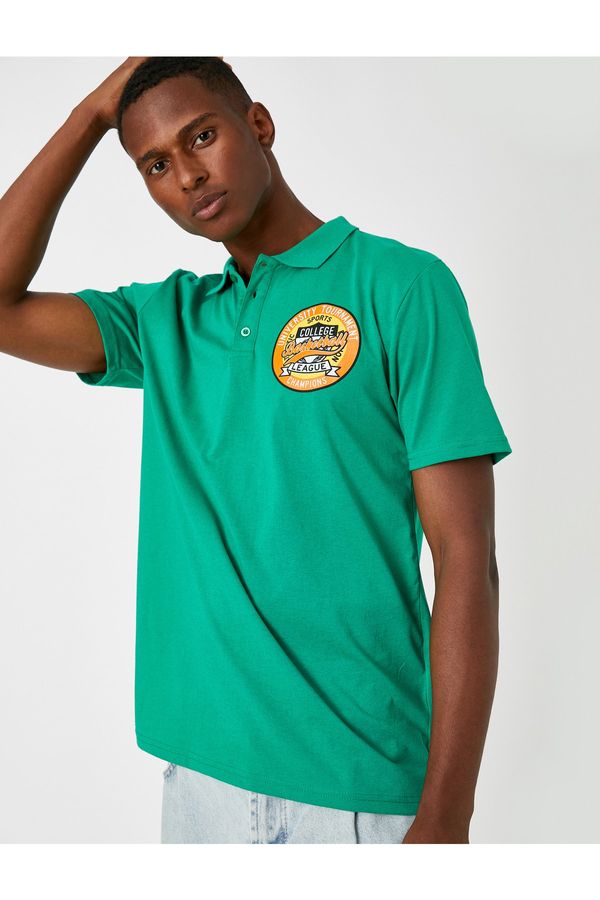 Koton Koton College Embroidered Polo Neck T-Shirt