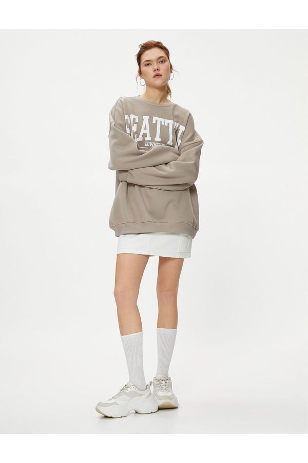 Koton Koton College Oversize Sweatshirt Long Sleeve Crew Neck