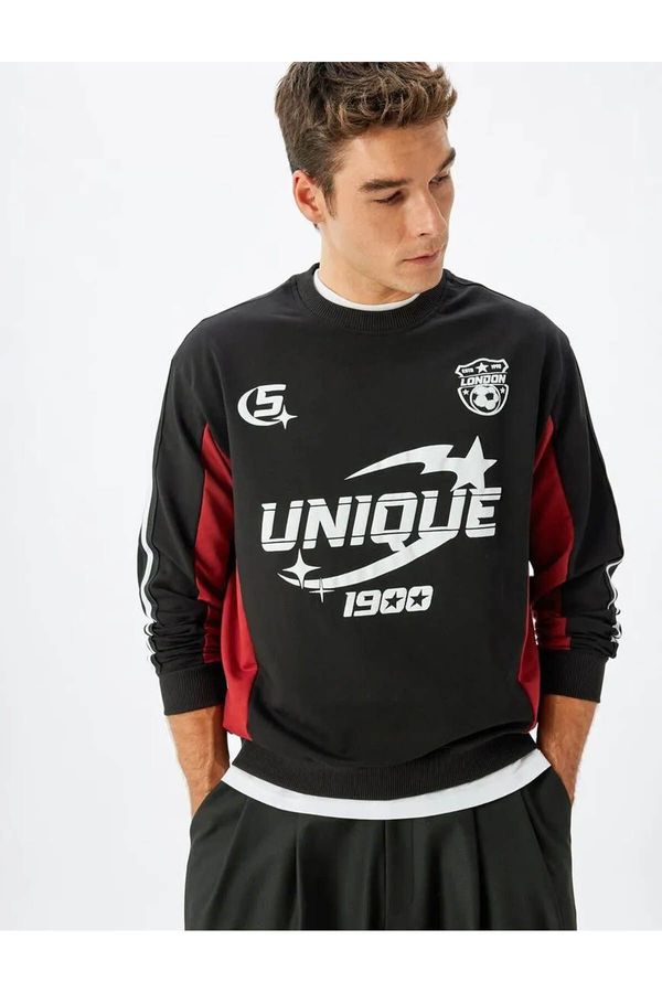 Koton Koton College Printed Sweatshirt Crew Neck Cotton Blend