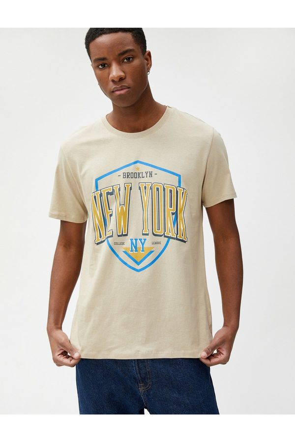 Koton Koton College T-Shirt Printed Short Sleeve Slim Fit Crew Neck