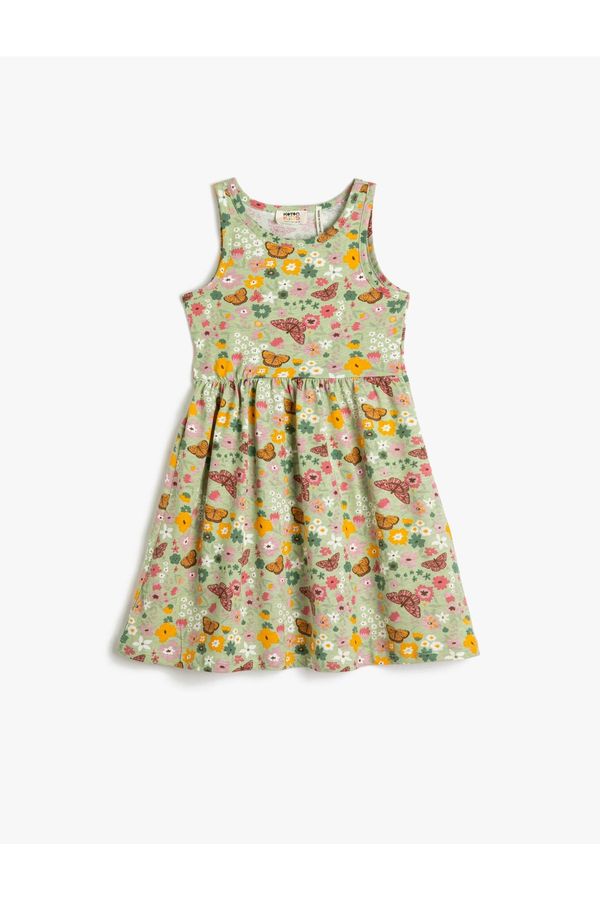 Koton Koton Combed Combed Cotton Dress Sleeveless Round Neck Butterfly Printed Cotton