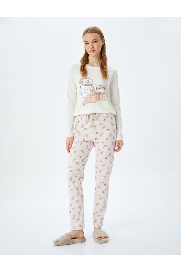 Koton Koton Cotton Graphic Printed Pajamas Set