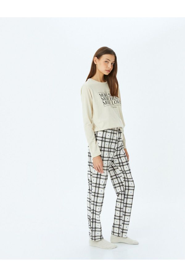 Koton Koton Cotton Long Sleeve Plaid Pajama Set