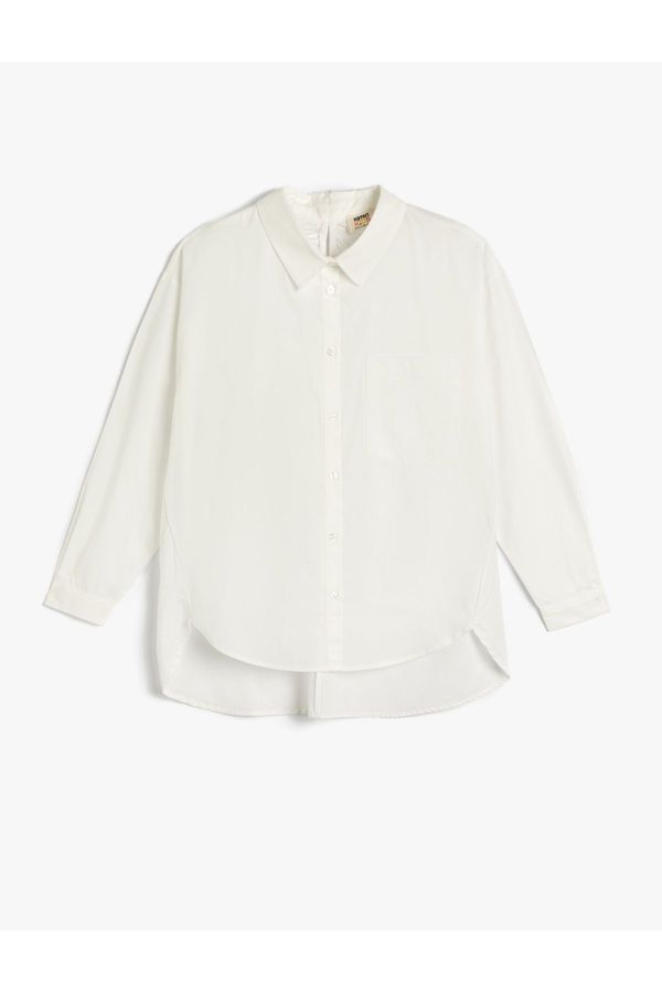 Koton Koton Cotton Shirt Long Sleeve With Pockets Asymmetrical Cut Window Detail on the Back