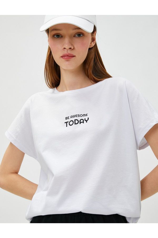 Koton Koton Cotton Sports T-Shirt with Slogan Print