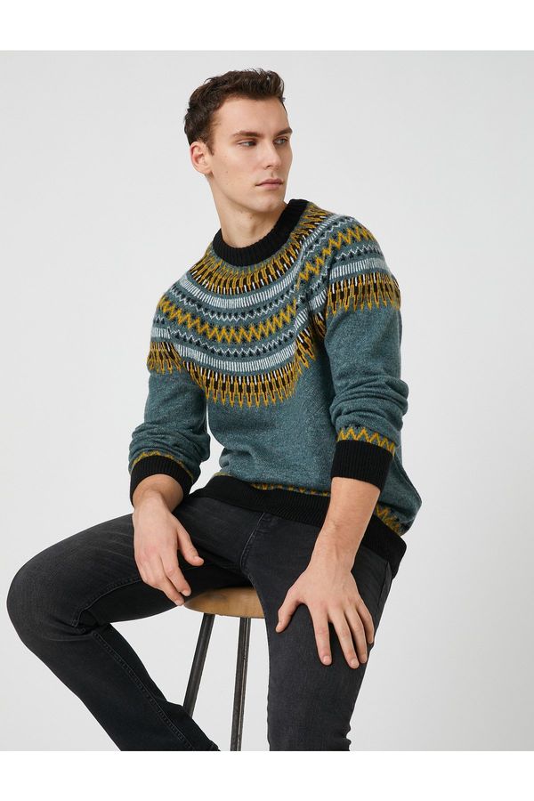 Koton Koton Crew Neck Sweater with Ethnic Detail