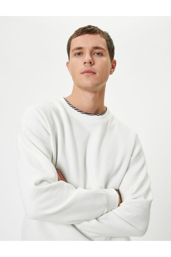 Koton Koton Crew Neck Sweatshirt Basic Long Sleeve Raised