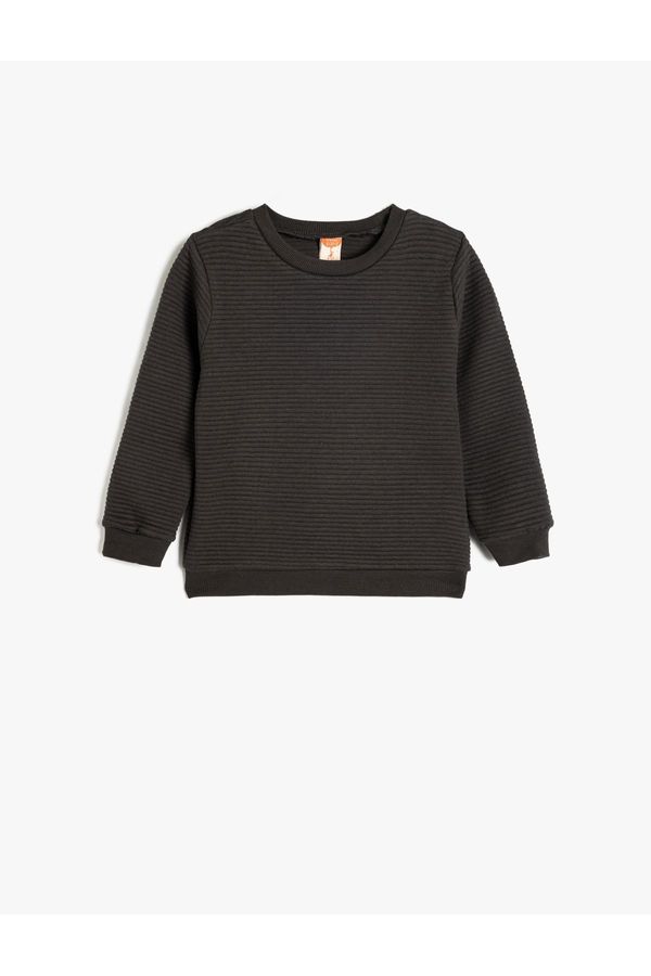 Koton Koton Crew Neck Sweatshirt Textured Cotton Blend