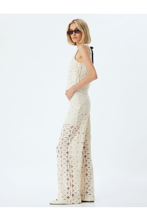 Koton Koton Crochet Trousers Wide Leg Half Lined