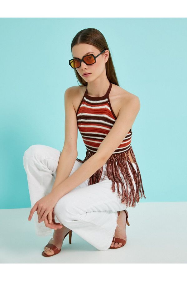 Koton Koton Crop Athlete Halterneck Tassel Detailed