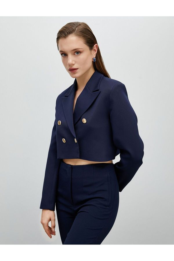 Koton Koton Crop Blazer Jacket Buttoned Double Breasted