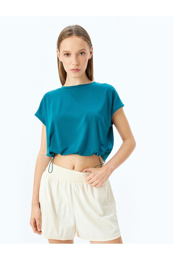 Koton Koton Crop Crew Neck Short Sleeve Comfortable Fit Elastic Waist Sports T-Shirt
