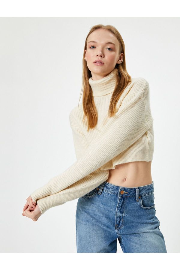 Koton Koton Crop Knitwear Sweater Turtleneck Long Sleeve Acrylic Blend