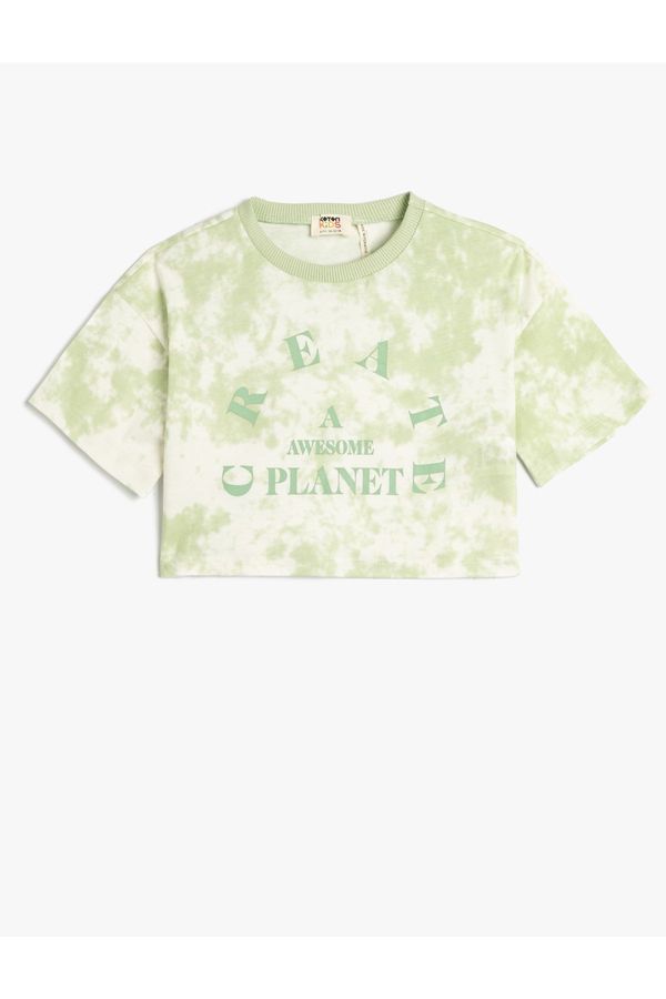 Koton Koton Crop Oversize T-Shirt Printed Cotton