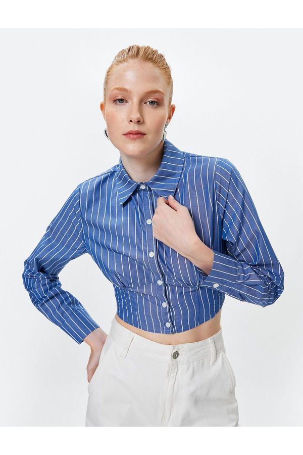 Koton Koton Crop Shirt Long Sleeve Classic Collar Cotton