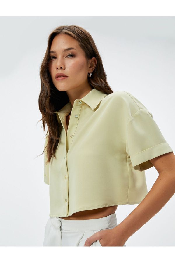 Koton Koton Crop Shirt Short Sleeve Buttoned