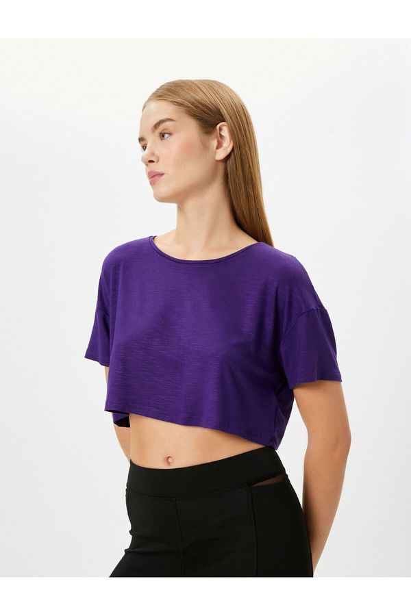Koton Koton Crop Sports T-Shirt Short Sleeve Crew Neck Viscose Fabric