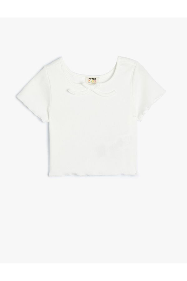 Koton Koton Crop T-Shirt Short Sleeve Ribbed Cotton