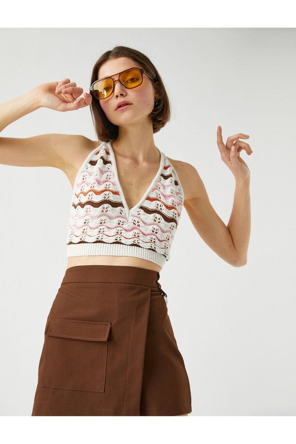 Koton Koton Crop Undershirt V-Neck Knit Detail