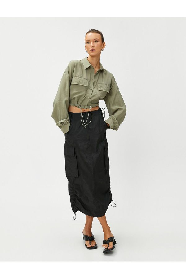 Koton Koton Crop Waist Drawstring Shirt