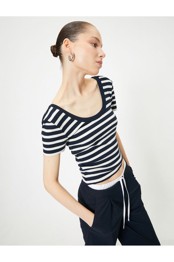 Koton Koton Deep U Neck T-Shirt Short Sleeve Camisole Viscose Fabric Blended