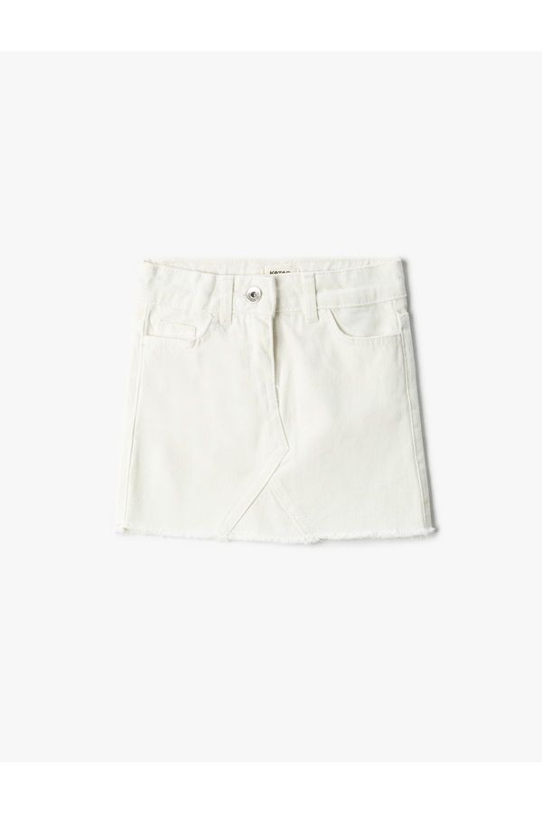 Koton Koton Denim Mini Skirt with Pocket, Cotton, and Adjustable Elastic Waist.