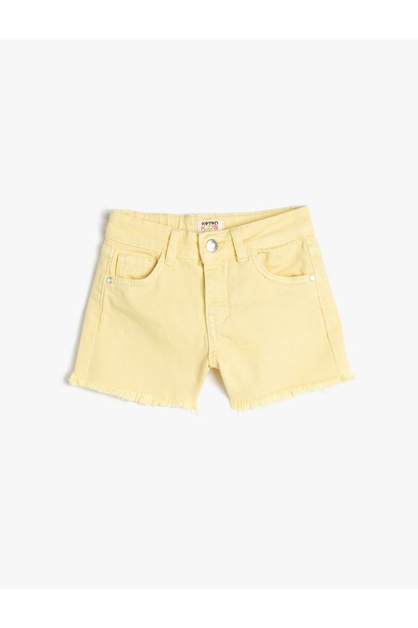 Koton Koton Denim Shorts Pocket Cotton Adjustable Elastic Waist