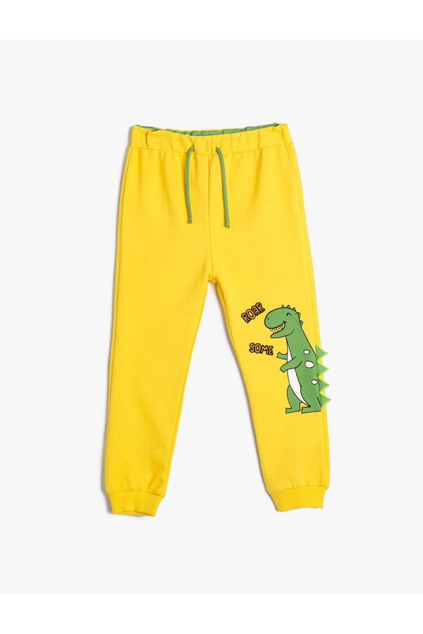Koton Koton Dinosaur Jogger Sweatpants Tie Waist Pocket Applique Detailed Cotton