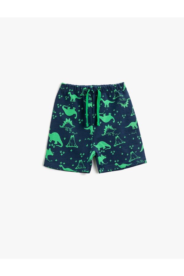 Koton Koton Dinosaur Print Shorts with Tie Waist