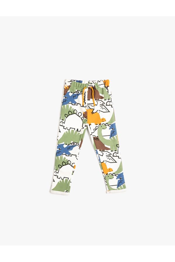 Koton Koton Dinosaur Sweatpants with Pocket Tie Waist Rigger