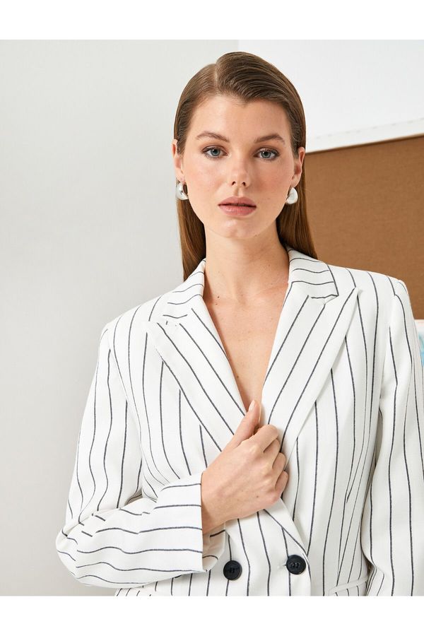 Koton Koton Double Breasted Blazer Jacket Buttoned Covered Pocket