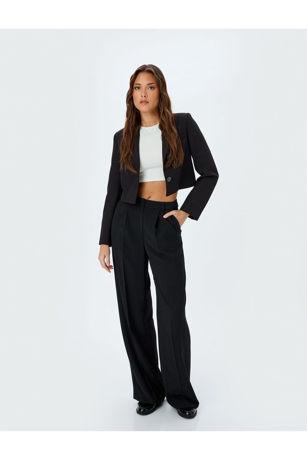 Koton Koton Double Breasted Collar Crop Blazer Jacket