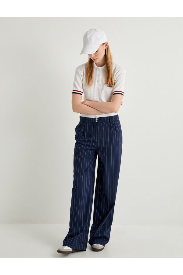 Koton Koton Double Waist Detailed Palazzo Trousers With Pockets Viscose Fabric Blended