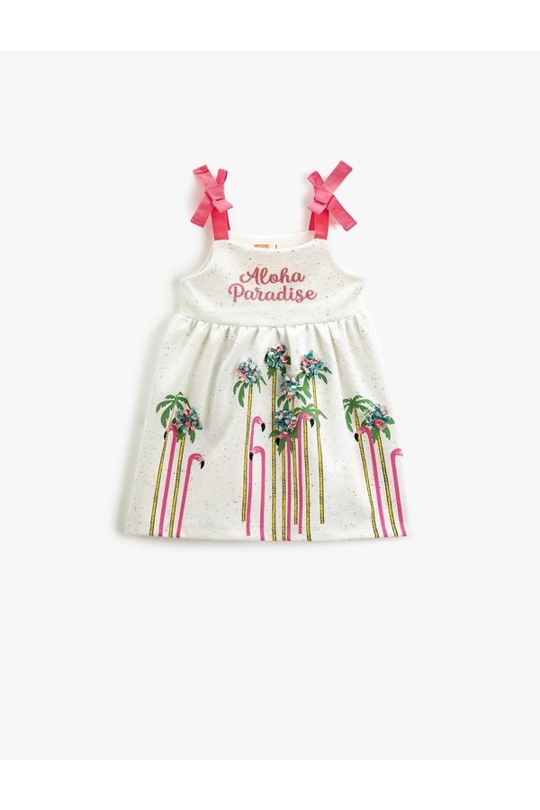 Koton Koton Dress Hanger Applique Detailed Flamingo Printed