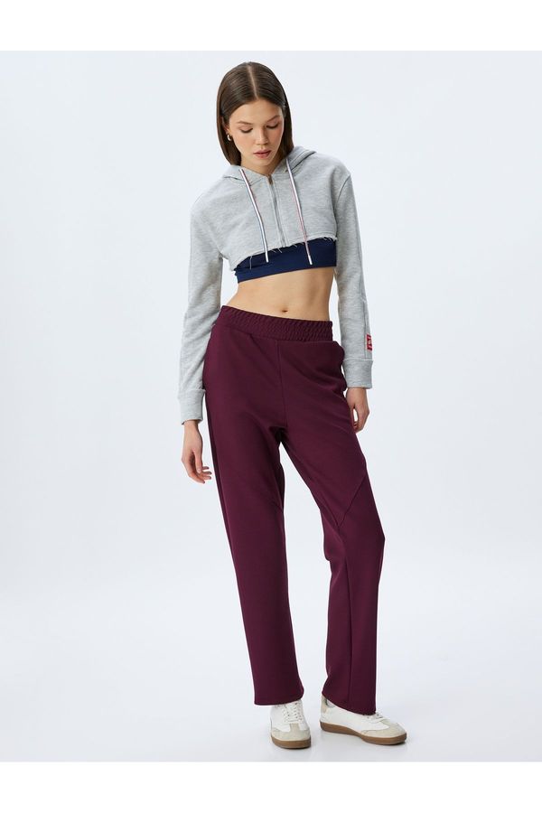 Koton Koton Elastic Waist, Stitch Detailed, High Waist, Pocketed, Pipe Leg Sweatpants