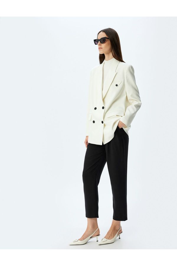 Koton Koton Elastic Waist Tie Pocket High Waist Carrot Cut Fabric Trousers