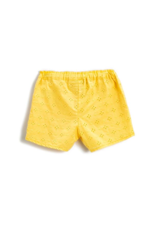 Koton Koton Embroidered Scalloped Shorts with Elastic Waist Cotton