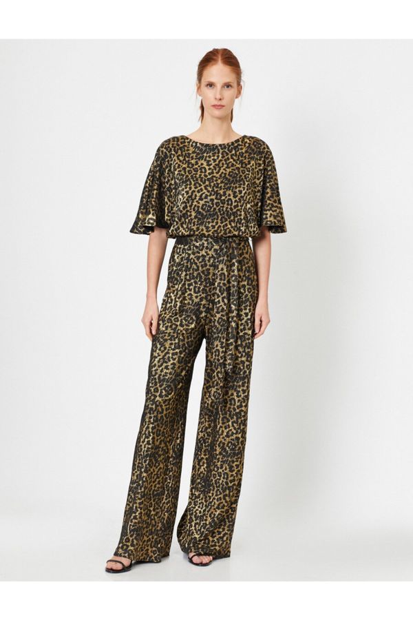 Koton Koton Evening Dress Jumpsuit Leopard Patterned Short Sleeve