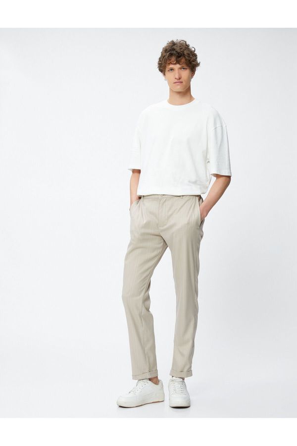 Koton Koton Fabric Trousers Slim Fit Buttoned Pocket Detailed Viscose Blend.
