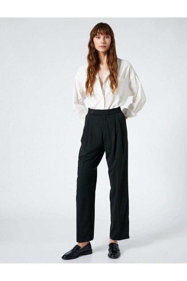 Koton Koton Fabric Trousers Straight Leg Pleated and Buttoned