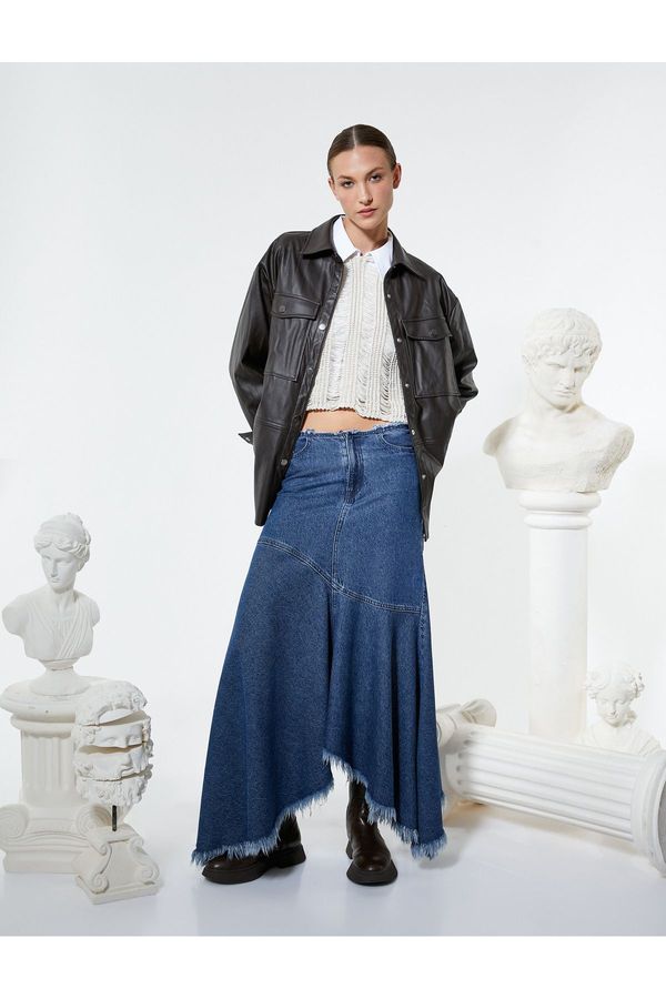 Koton Koton Faux Leather Jacket Pocket Detailed Snap Buttons Shirt Collar