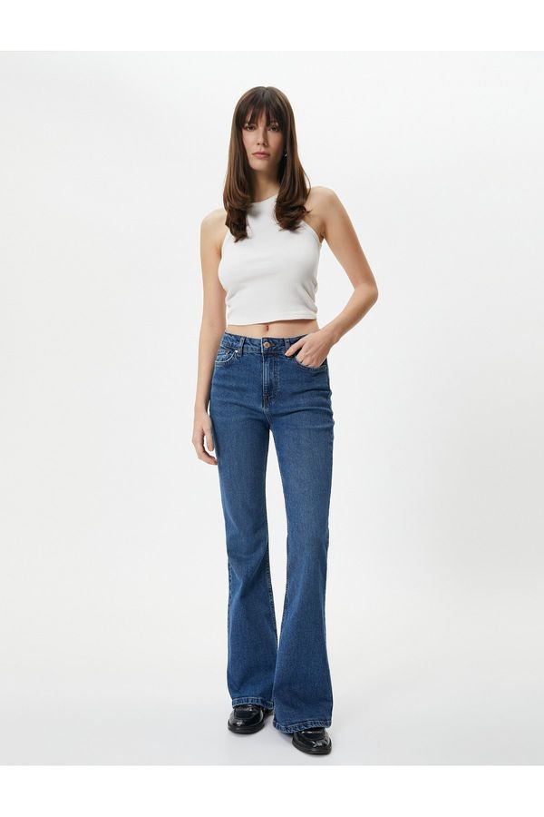 Koton Koton Flare Jeans Slim Fit High Waist Elastic Cotton - Victoria Flare Jeans