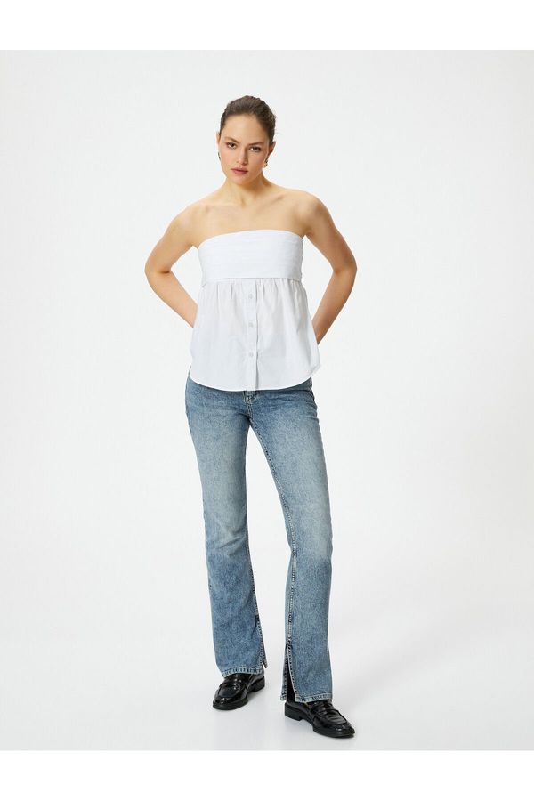 Koton Koton Flare Jeans Trousers Slit Detail Slim Fit High Waist - Victoria Slim Jeans